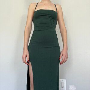 Green dress with open back